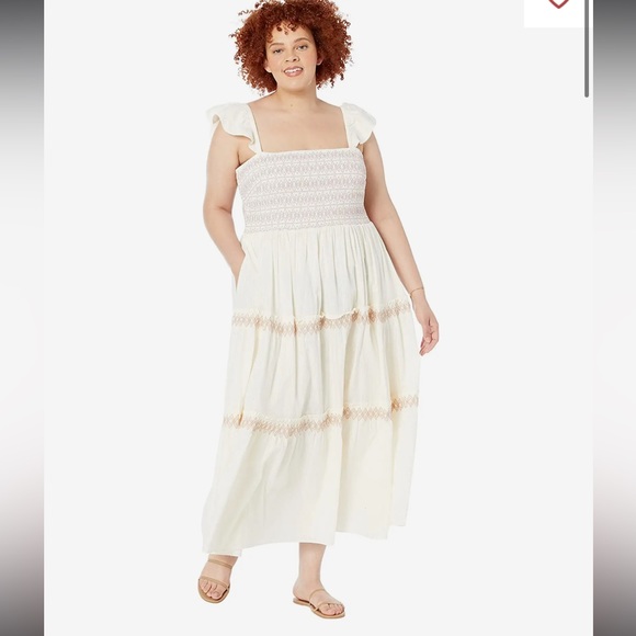 Madewell Lucie Smocked Tiered Midi Dress Plus size 1X - Picture 4 of 13